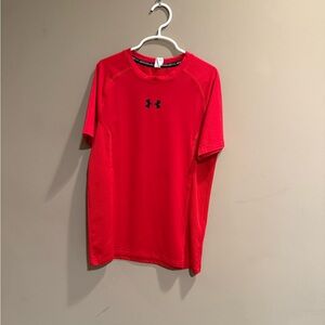 Boys Under Armour red performance shirt in pristine condition, size youth large